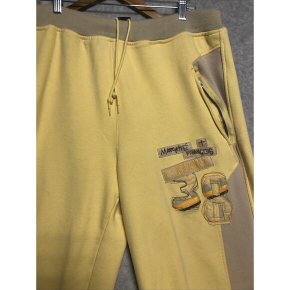 Vintage Le Jean De Marithe Francois Girbaud Yellow Sweatpants Men's XL Baggy Y2K - Picture 7 of 16